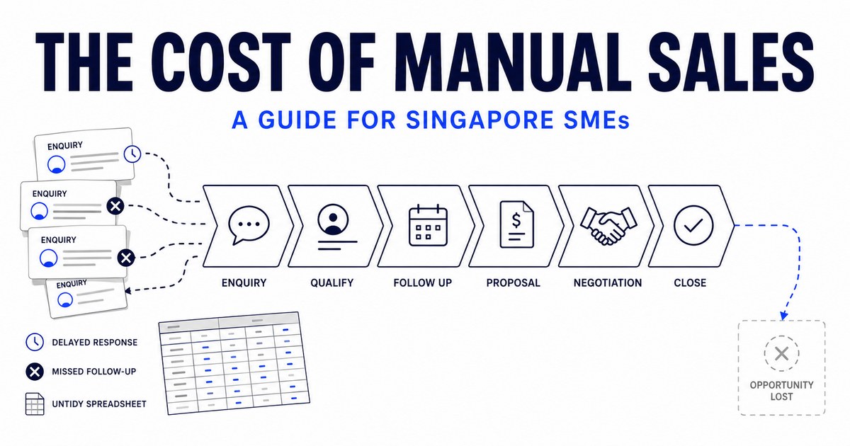 Enquiries entering a manual sales pipeline, with delayed responses and missed follow-ups leading to a lost opportunity